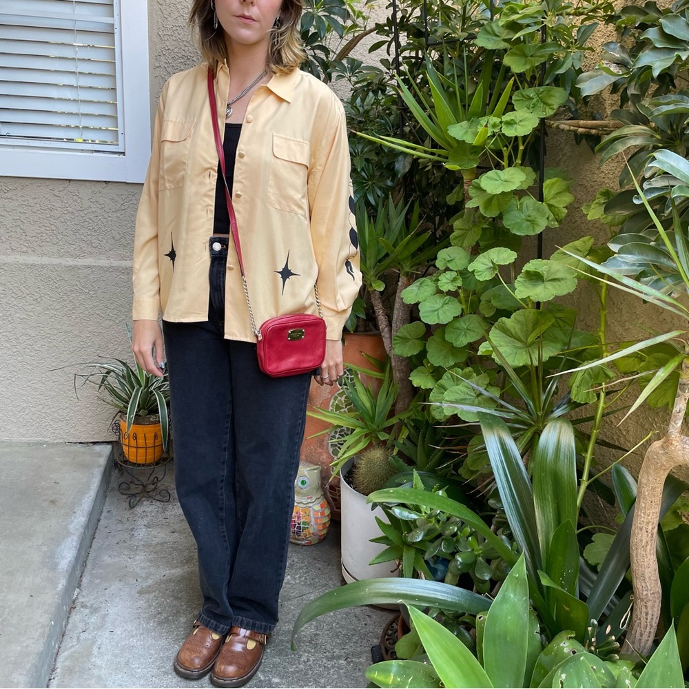 Vintage burgundy/gold Michael Kors pebbled leather crossbody mini bag